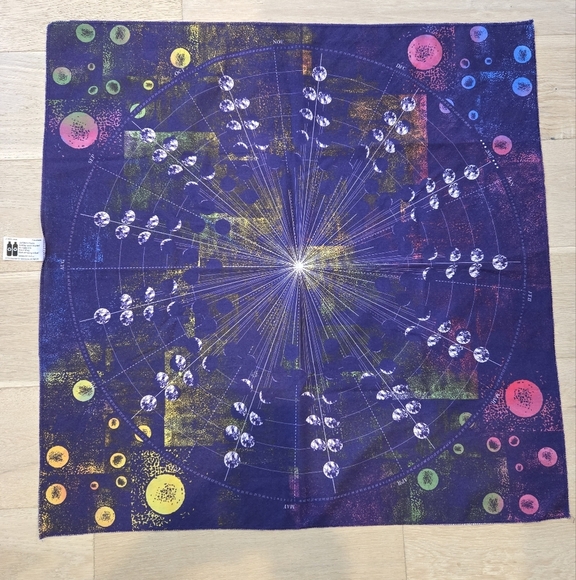 LUSH KNOT WRAP RECYCLED FABRIC PURPLE CELESTIAL MOON PHASES 2017 CALENDAR SQUARE - Picture 1 of 11